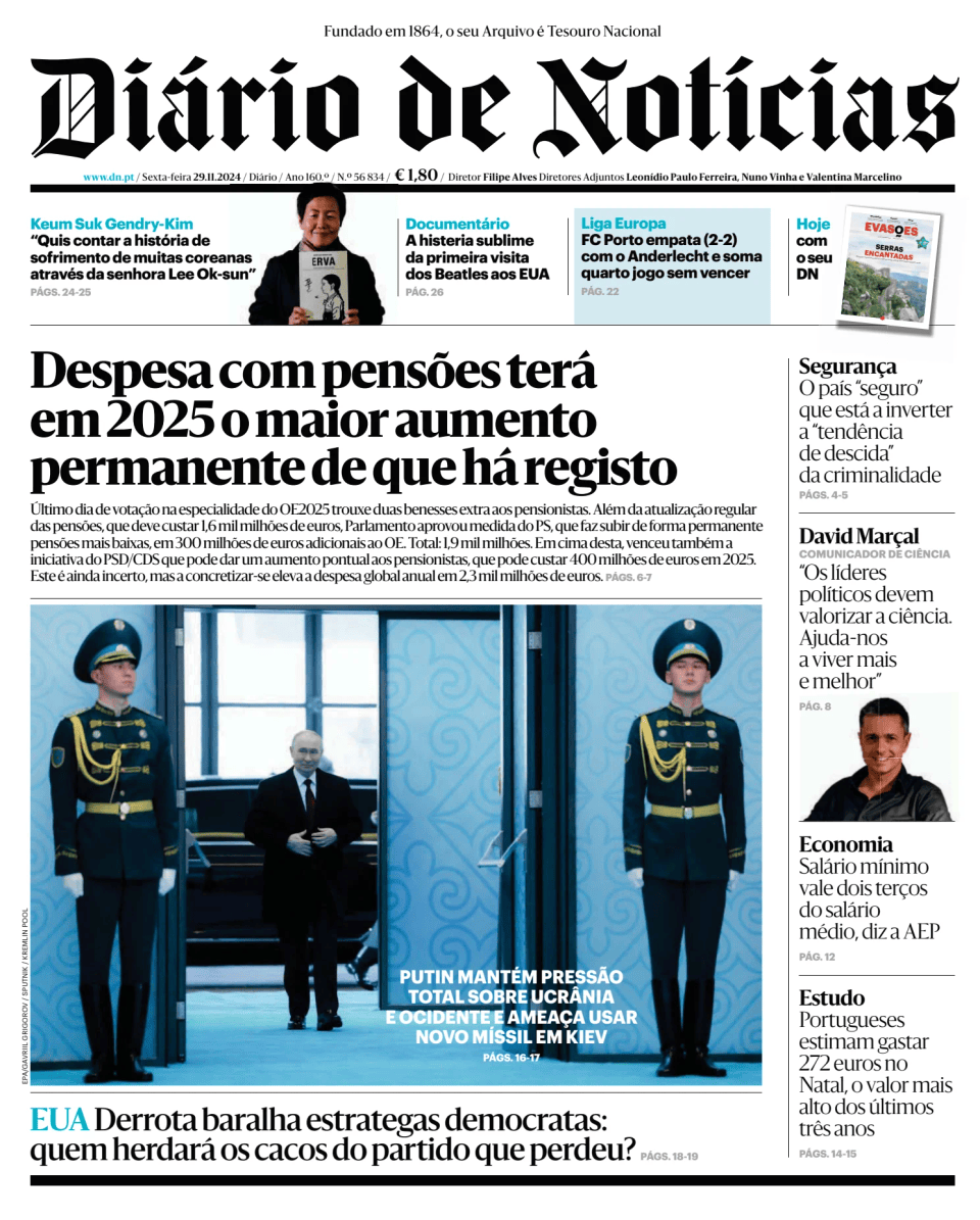 Prima-pagina-Diario de Noticias-edizione-di-oggi-20241129